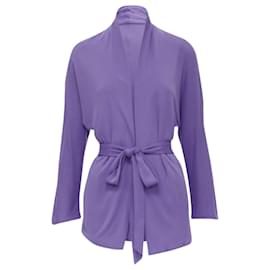 Hermès-Hermes viscose scoop neck belted cardigan top-Purple