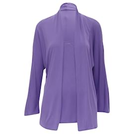 Hermès-Hermes viscose scoop neck belted cardigan top-Purple