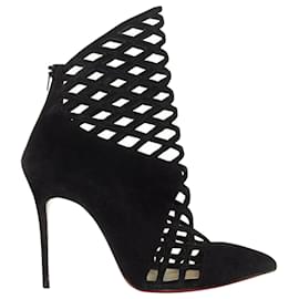 Christian Louboutin-Christian Louboutin Mrs Bouglione suede mesh cut out bootie-Black