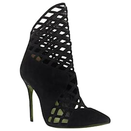 Christian Louboutin-Christian Louboutin Mrs Bouglione suede mesh cut out bootie-Black