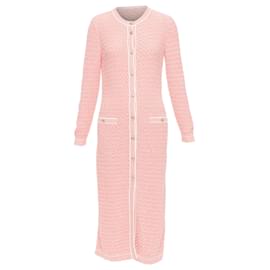 Chanel-Chanel CC logo button long knit cardigan-Pink