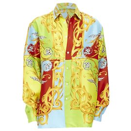 Camisa de seda limitada con estampado Barocco Acanthus Pop de Versace Runway Multicolor