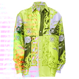 Versace-Camisa de seda limitada com estampa Barocco Acanthus Pop da Versace Runway-Multicor