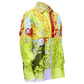 Versace-Camisa de seda limitada com estampa Barocco Acanthus Pop da Versace Runway-Multicor