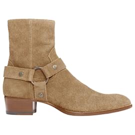 Saint Laurent-Saint Laurent Wyatt suede copper ring harness desert boots-Brown