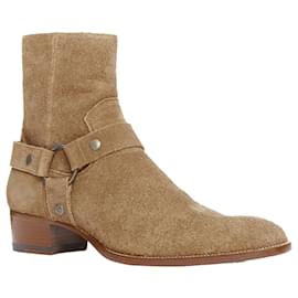 Saint Laurent-Saint Laurent Wyatt suede copper ring harness desert boots-Brown