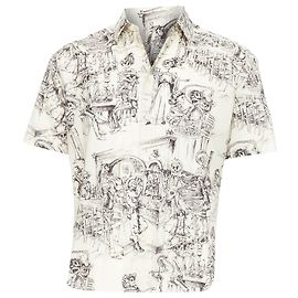 Camicia hawaiana con stampa scheletro western Saint Laurent Bianco Crudo
