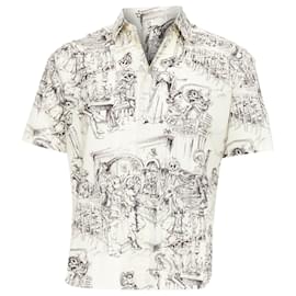 Saint Laurent-Saint Laurent cream skeleton western party print hawaiian shirt-White,Cream