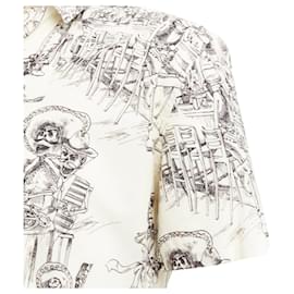 Saint Laurent-Saint Laurent cream skeleton western party print hawaiian shirt-White,Cream