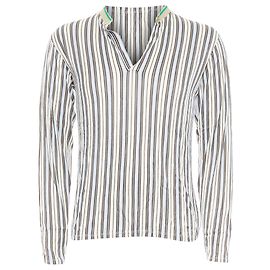 Polo a maniche lunghe a righe crema Miu Miu Bianco Crudo