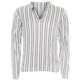 Miu Miu-Miu Miu cream stripes rib long sleeve polo shirt-White,Cream