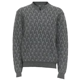 Hermès-Hermes merino wool cashmere H monogram intarsia sweater-Grey