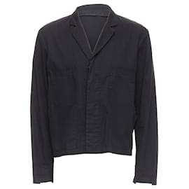 Raf Simons-Raf Simons RAF cotton blend hidden collar stand ruched blazer-Black
