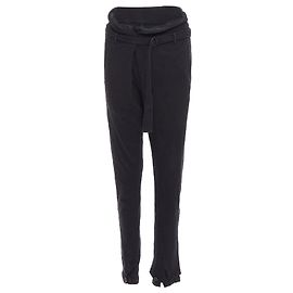 Ann Demeulemeester cotton wool knit belted tapeRed pants Black