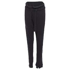 Ann Demeulemeester-Ann Demeulemeester cotton wool knit belted tapeRed pants-Black
