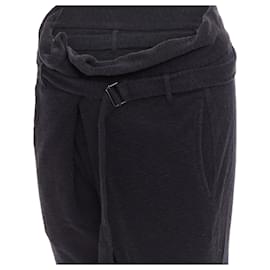 Ann Demeulemeester-Ann Demeulemeester cotton wool knit belted tapeRed pants-Black