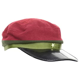 Comme Des Garcons-Comme Des Garcons Red wool blend PVC officer hat-Red