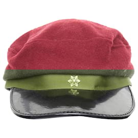 Comme Des Garcons-Comme Des Garcons Red wool blend PVC officer hat-Red