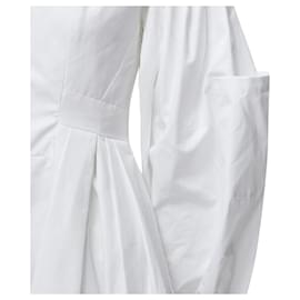 Alexander Mcqueen-Alexander McQueen cotton zip puff sleeve dress-White