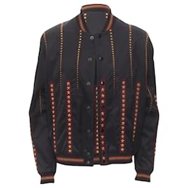 Saint Laurent-Saint Laurent Teddy satin star bomber jacket-Black