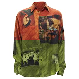 Yohji Yamamoto-Yohji Yamamoto silk Taisho Japanese portrait shirt-Orange