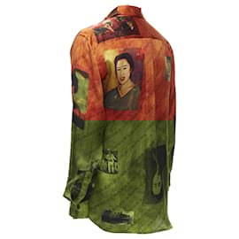 Yohji Yamamoto-Yohji Yamamoto silk Taisho Japanese portrait shirt-Orange