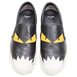 Fendi-Fendi Monster Bug Eye leather skate sneakers-Black