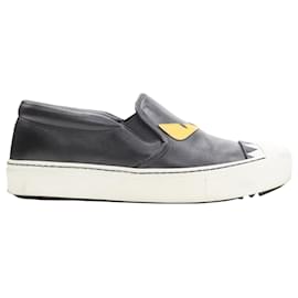 Fendi-Fendi Monster Bug Eye leather skate sneakers-Black