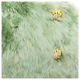 Dolce & Gabbana-Dolce & Gabbana Runway fur floral crystal button dress-Blue