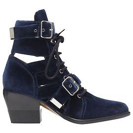 Chloé Samt-Lace-Cut-Out-Stiefel Chloe Rylee Blau