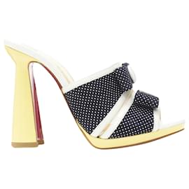 Christian Louboutin-Christian Louboutin Miss Daisy polka dot bow platform mule-Blue,Navy blue