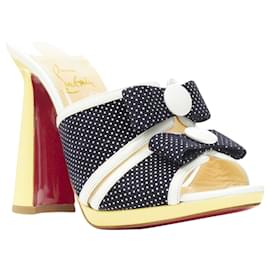 Christian Louboutin-Mule à plateforme à pois avec nœud Miss Daisy de Christian Louboutin-Bleu,Bleu Marine