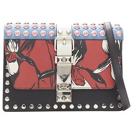 Bolsa transversal Prada Elektra floral punk com fivela prateada com studs Multicor