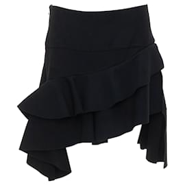Balenciaga-Balenciaga Runway scuba structuRed ruffle slit skirt-Black