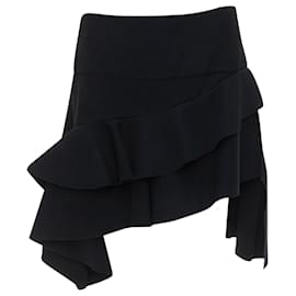 Balenciaga-Balenciaga Runway scuba structuRed ruffle slit skirt-Black