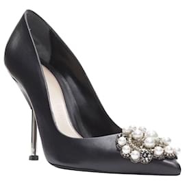 Alexander Mcqueen-Alexander McQueen pearl metal embellished stiletto pumps-Black