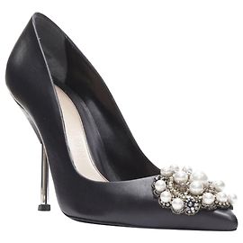Décolleté stiletto in metallo e perle di Alexander McQueen Nero