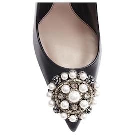 Alexander Mcqueen-Alexander McQueen pearl metal embellished stiletto pumps-Black