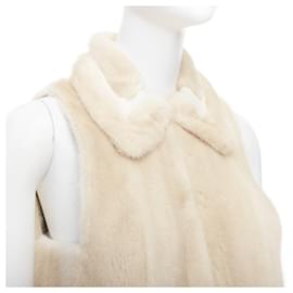 Fendi-Fendi Reversible fur champagne g leather metallic vest coat-Brown,Beige