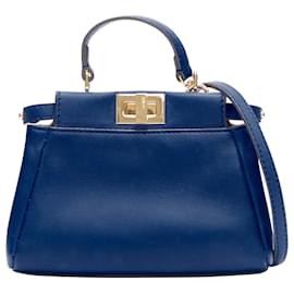 Fendi-Fendi Micro Peekaboo leather crossbody bag-Blue