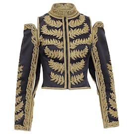 Alexander Mcqueen-Alexander McQueen Runway g foliage embroidery military-Black