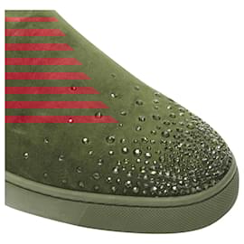 Christian Louboutin-Christian Louboutin Sailor Boat suede degrade strass low sneaker-Red