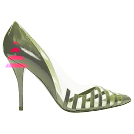 Christian Louboutin-Christian Louboutin Pivichic néon rayé en PVC verni Pigalle-Rose