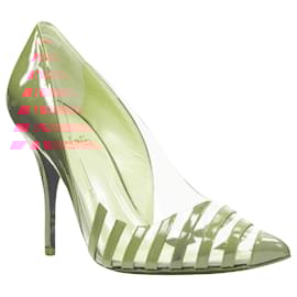 Christian Louboutin-Christian Louboutin Pivichic néon rayé en PVC verni Pigalle-Rose