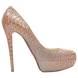 Christian Louboutin-Christian Louboutin Bianca scaled leather platform pump-Orange
