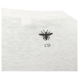 Dior-Dior Brutal Journey Of The Heart Graphic Print Ecru Cotton Linen Tshirt-White,Cream