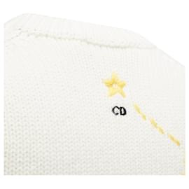 Dior-Dior Virgo Wool Cashmere Zodiac Cropped Sweater Top-White,Cream
