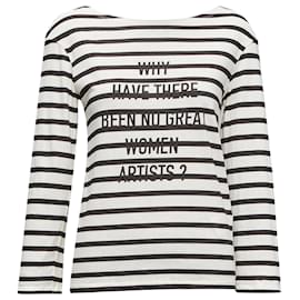 Dior-Dior No Great Women Artists Striped Cotton Linen Tshirt-White