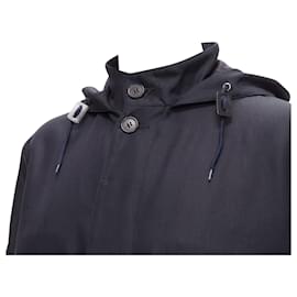 Marni-Marni wool leather stopper hooded concealed buttons parka jacket-Black