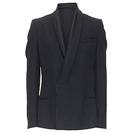 Haider Ackermann-Haider Ackermann Runway fleece wool cotton silk shawl blazer-Black